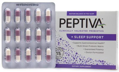 Peptiva 26 Billion CFU Probiotic and Sleep Support - Clinically Validated Multi-Strain Probiotic - Lactobacillus and Bifidobacterium, Melatonin - 15 Count