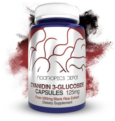 Nootropics Depot Cyanidin 3-Glucoside Capsules 125mg 60 Count Black Rice Extract C3G Oryza Sativa Metabolic, Vision, Cognitive Support