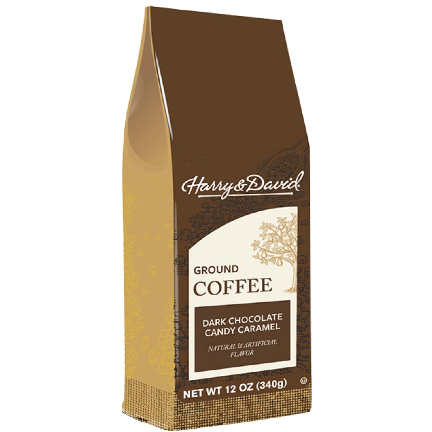 Harry David Coffee - Dark Chocolate Caramel Flavored Medium Roast Arabica Ground Coffee - 12 Ounce