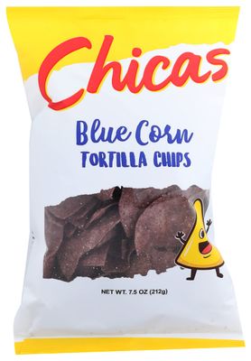 Chicas Blue Corn Tortilla Chips, Vegan, Gluten Free Non-GMO, 7.5 Oz (Pack of 16)