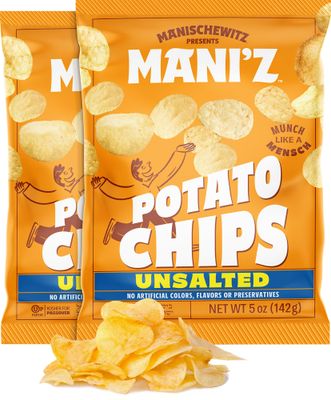 Manischewitz Unsalted Potato Chips 5oz (2 Pack) Crispy Delicious No Artificial Colors, Flavors or Preservatives Kosher for Passover