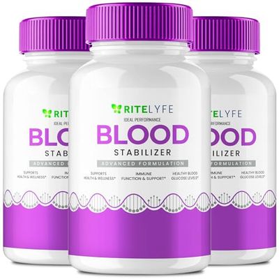 Ritelyfe Blood Stabilizer Capsules, Ritelyfe Support Supplement Pills - Maximum Strength, RitelyfeBloodStabilizer Health Wellness Pills, Ritelyfe Stabilizer All Natural Pills Reviews (3 Pack)