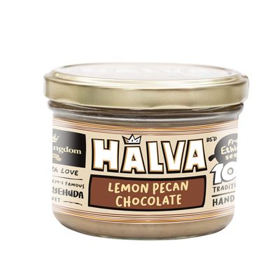 Halva Kingdom Open Sesame Sugar Free Halva Vegan Dessert Healthy Ingredients, Gluten Free, Kosher Certified Jar (LEMON PECAN CHOCOLATE)