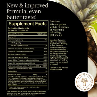 Yoli Passion Energy Drink Powder Mix - Natural Energy Drink Mix for Endurance and Stamina, Bulk 90 Servings - Pina Colada Flavor
