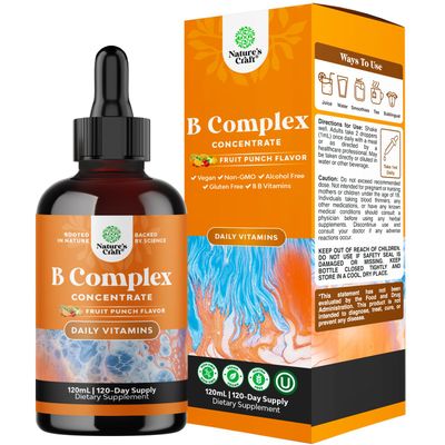 Vegan Vitamin B Complex Liquid - 9-in-1 Liquid B Complex Vitamins for Women Men with B1 B2 B3 B5 B6 B7 Folate Methyl B12 Plus Vitamin C - Super Concentrated Non GMO Naturally Flavored (120svg)