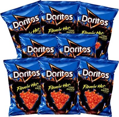 Dorito Doritos Cool Ranch Flamin&#39; Hot Tortilla Chips, 1.75 ounces (Pack of 8), 1.75 Ounce (Pack of 8)