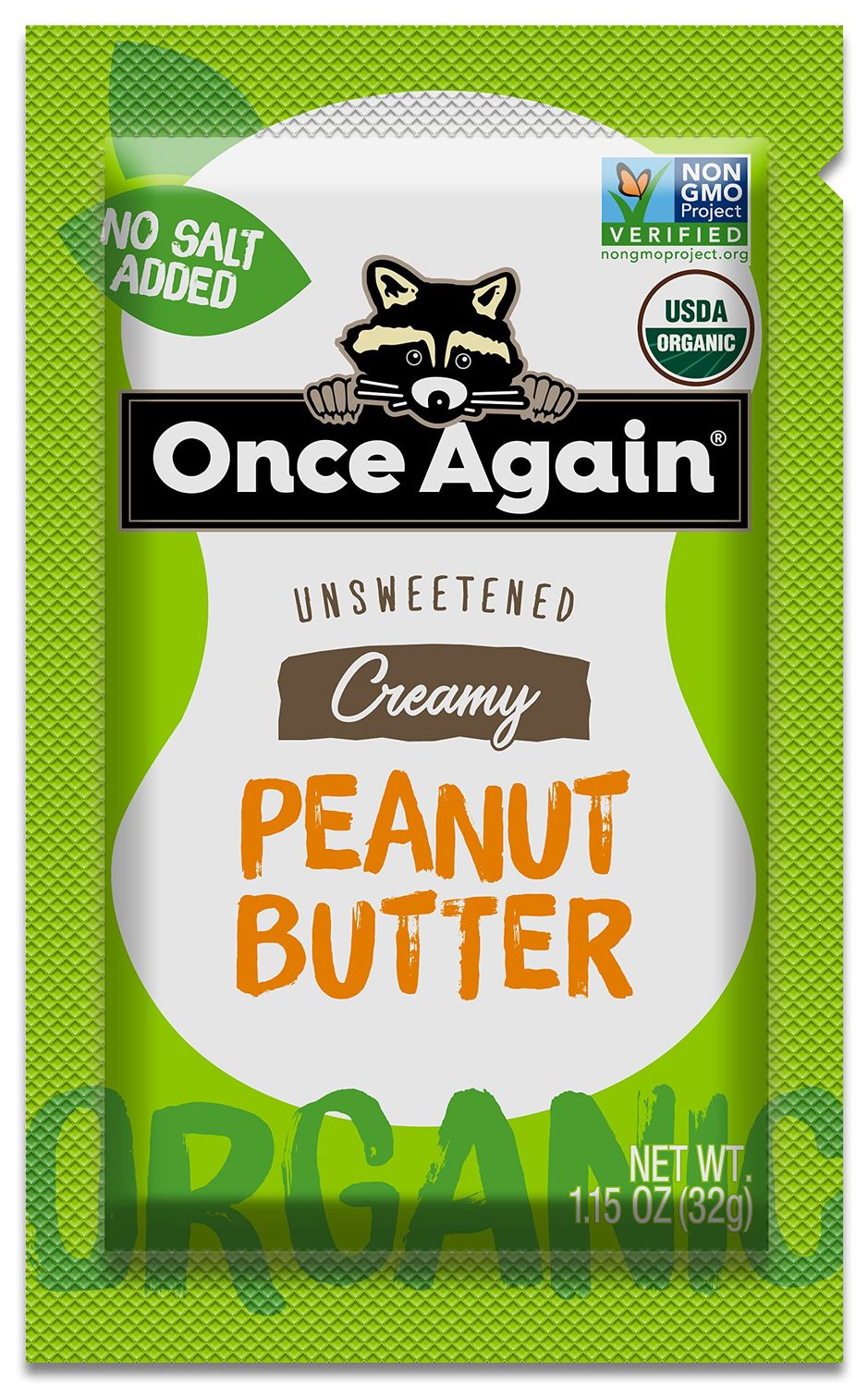Once Again Organic Creamy Peanut Butter - 1.15oz Squeeze Packs, 10 Count - Salt Free, Unsweetened - USDA Organic, Gluten Free Certified, Vegan, Kosher
