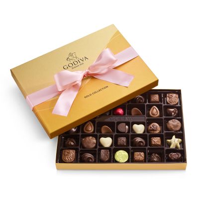 Godiva Chocolatier Pink Ribbon 36-Piece Assorted Chocolate Gift Box - Gourmet Chocolate Candy Variety Pack - Dark Caramel, Milk Chocolate, Nuts- Gift Basket for Mother s Day, Birthday and Anniversary