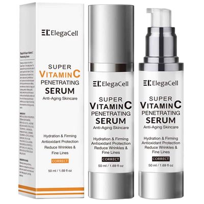 HACIRFE ElegaCell Vitamin C Serum for Women Over 70 - Advanced Anti-Aging Vitamin C Face Super Serum for Mature Skin 1.69 fl oz pack of 2