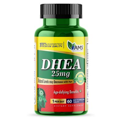 America Medic Science DHEA 25 mg (60 Tablets) Dietary Supplement for Men and Women Immune Support, Hormone Balance, Metabolism Support Age-Defying Benefits
