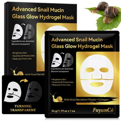 WINE LIP TINT Advanced Snail Mucin Glass Glow Hydrogel Face Masks - 4pcs Collagen Face Mask - Anti Aging and Moisturizing Face Masks Skincare,for Acne Marks, Anti-Aging, Firming Skin