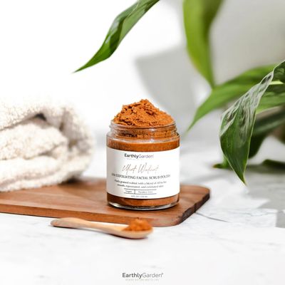 Earthly Garden Mint Walnut AHA Exfoliating Face Scrub Microdermabrasion, (2 oz.)