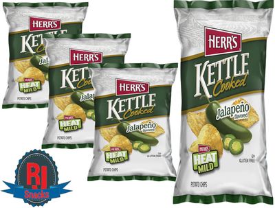 Herr&#39;s Jalapeno Kettle Cooked Potato Chips, 7 oz.(Curated by RJ Snacks Pack of 1)