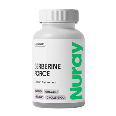 Nuray Berberine Force - Supports Cognitive Health, Gastrointestinal Health, Cardiovascular Health, and Boosts Metabolism - with Folate, R-Alpha Lipoic Acid - 60 Count - 500mg