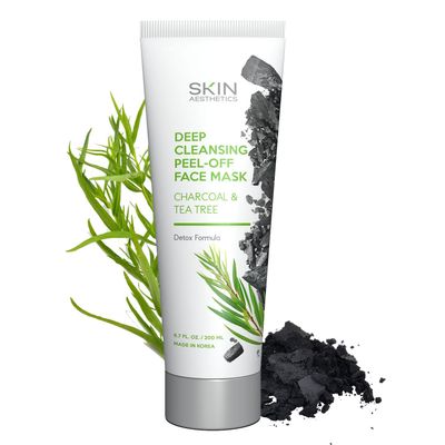 Skin Aesthetics Charcoal Tea Tree Peel-Off Face Mask - Blackhead Remover, Acne Treatment, Unclogs Pores, Deep Cleansing - Dermatologist Tested Korean Skincare, Clean Beauty, Cruelty-Free - 6.7 Fl oz