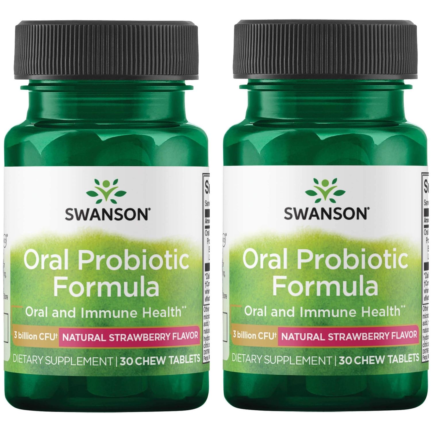 Swanson Oral Probiotic Formula - Oral and Immune System Health - Natural Strawberry Flavor 30 Chwbls (2 Pack)