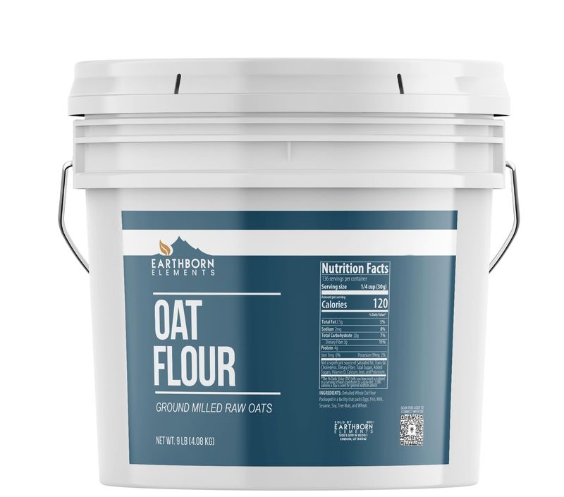 Earthborn Elements Oat Flour 2 Gallon Bucket, Gluten Free, Baking