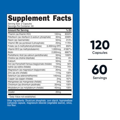 Nutricost Methylated Vitamin B Complex 120 Capsules - (60 Servings) Gluten-Free