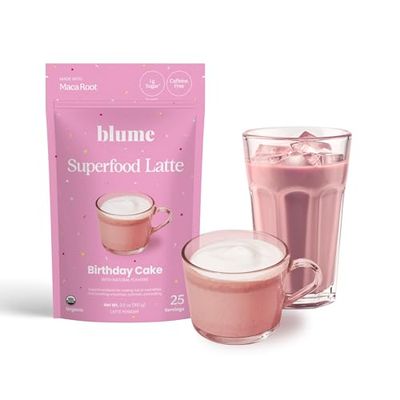 Blume Birthday Cake Latte Powder Vegan Gluten Free with Maca, Beetroot, Cinnamon Coconut Milk Add to Iced Coffee, Smoothies, or Baked Goods - 25 Servings (100 g)