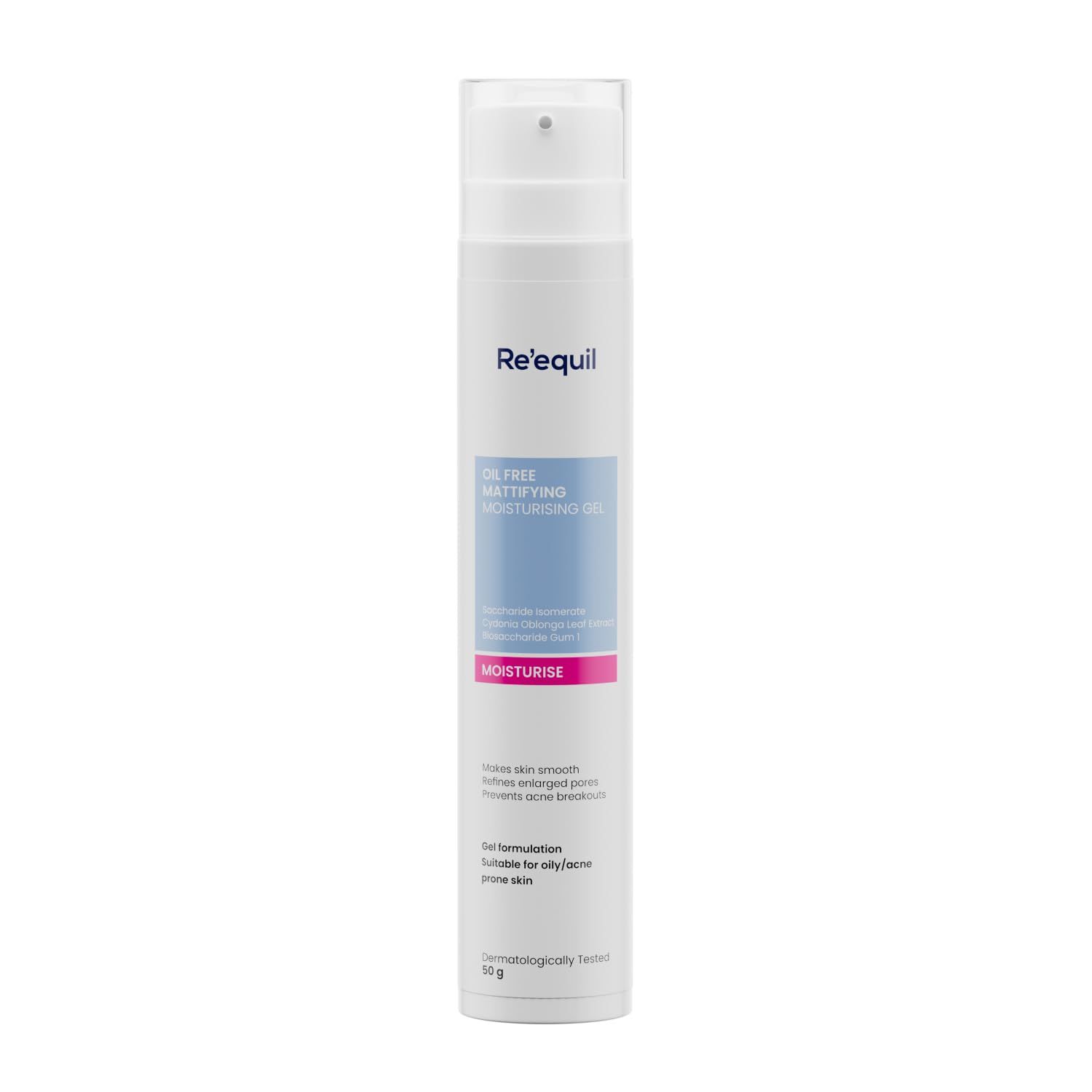 RE&#39; EQUIL Oil Free Mattifying Moisturiser Boosts Hydration, Refines Enlarged Pores Prevents Acne Breakouts For Oily, Acne Prone Skin 50g