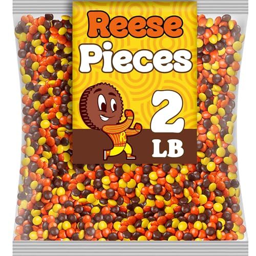 Reese Pieces Peanut Butter Candy, Bulk 2 Lbs Mini Chocolate Peanut Butter Candies in Crunchy Shell, for Baking, Ice Cream Topping, Desserts, Snacking and More