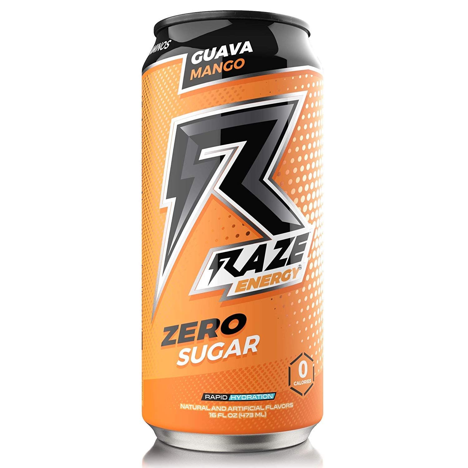 Raze Energy Drinks by Repp Sports Rapid Hydration Zero Sugar 16 Ounce cans (Guava Mango, 12 Cans)