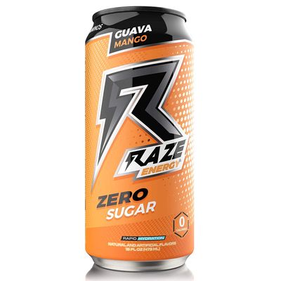 Raze Energy Drinks by Repp Sports Rapid Hydration Zero Sugar 16 Ounce cans (Guava Mango, 12 Cans)