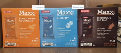 Elevation Maxx Bar Peanut Butter Chocolate, Blueberry, Chocolate Sea Salt 7.3oz 208g (3 Boxes)