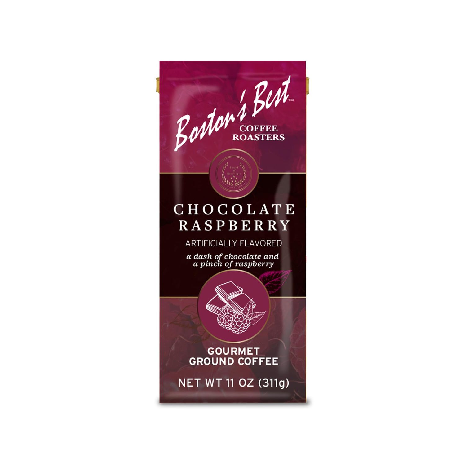 Boston s Best Gourmet Ground Coffee - Chocolate Raspberry Flavored Coffee - Medium Roast - 11 oz