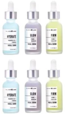 Valjean Labs Facial Serum, Combo Pack of Hydrate, Glow, and Firm Supercharged, Targeted Skincare Ingredients Paraben Free, Cruelty Free, Made in USA (1oz Bottles, 6 total)