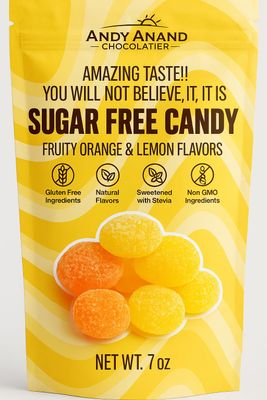 Andy Anand Sugar free Candy, Fruity Orange Lemon Flavors, Vitamin C enriched, Sweetened with Stevia. Keto Diabetic-Friendly Individually wrapped, No Artificial Flavors Vegan, Made in Italy 7 Oz