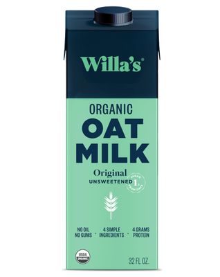 Willa&#39;s Organic Oat Milk - Unsweetened Original Oatmilk, Non-GMO, Shelf Stable, Low Sugar, Non-Dairy Milk, Made from Whole Grain Oats, No Oil, No Gums, 32 Oz - Pack of 1