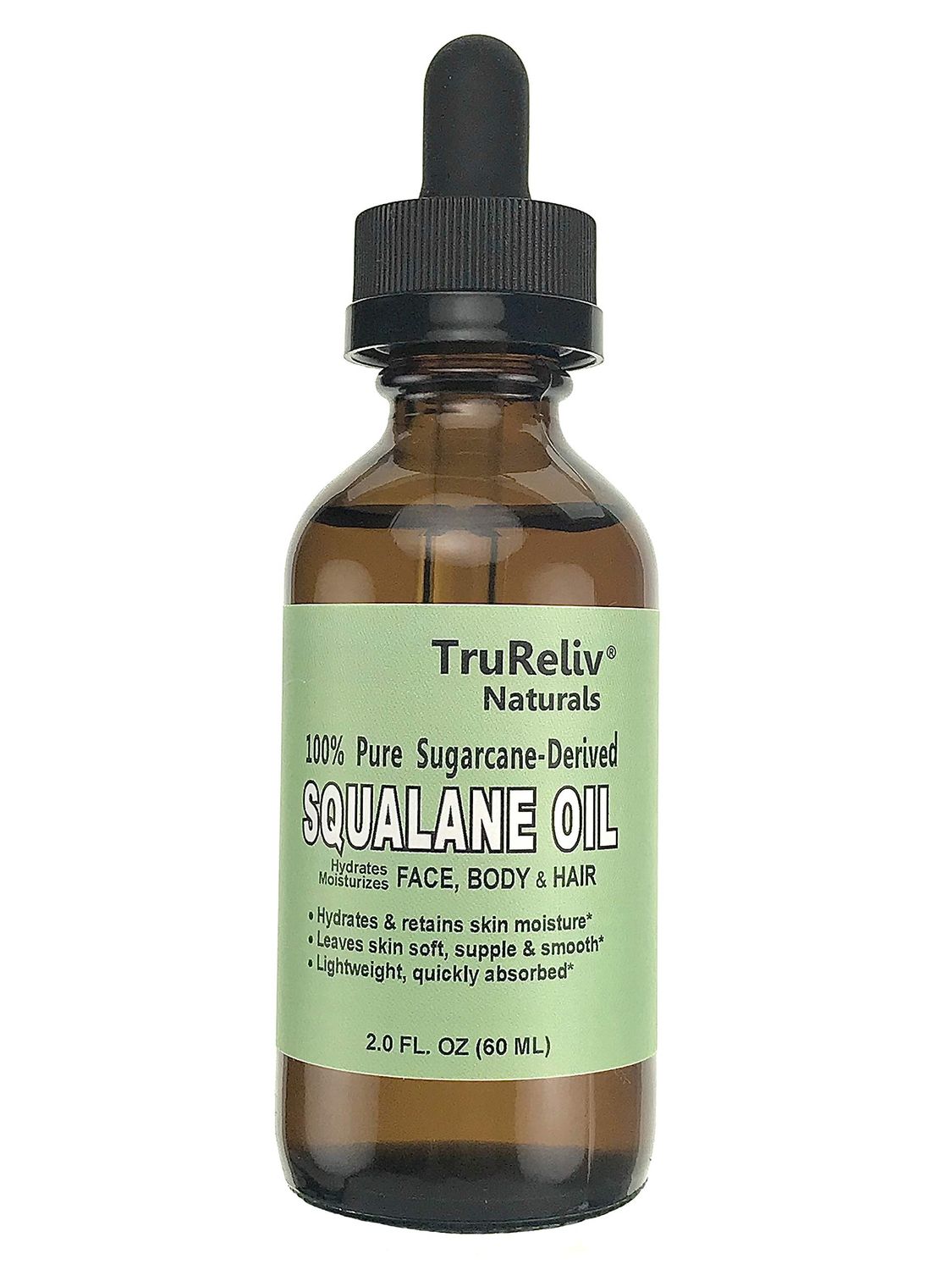Squalane 100 Pure Plant Derived Face Oil 2 Fl Oz All Natural, Hydrates Nourish Moisturize Skin Face Body and Hair for All Skin Types