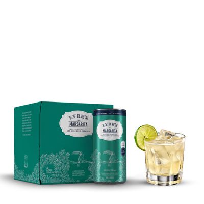 Lyre&#39;s Margarita Premium Non Alcoholic Spirits, Ready To Drink Mocktails Nonalcoholic Drinks, 8.45 Fl Oz X 4, 50 Calories Per Can