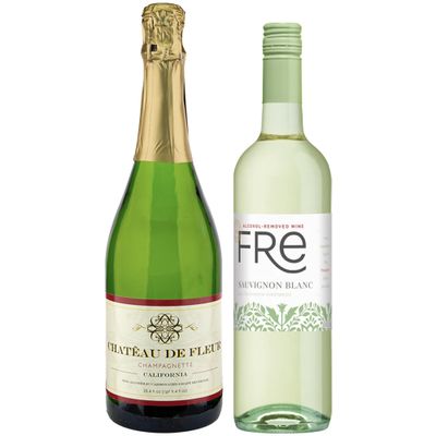 Non Alcoholic Wine 2 Pack Fre Sauvignon Blanc and Chateau de Fleur Champagne Business Holiday Gift Ideas