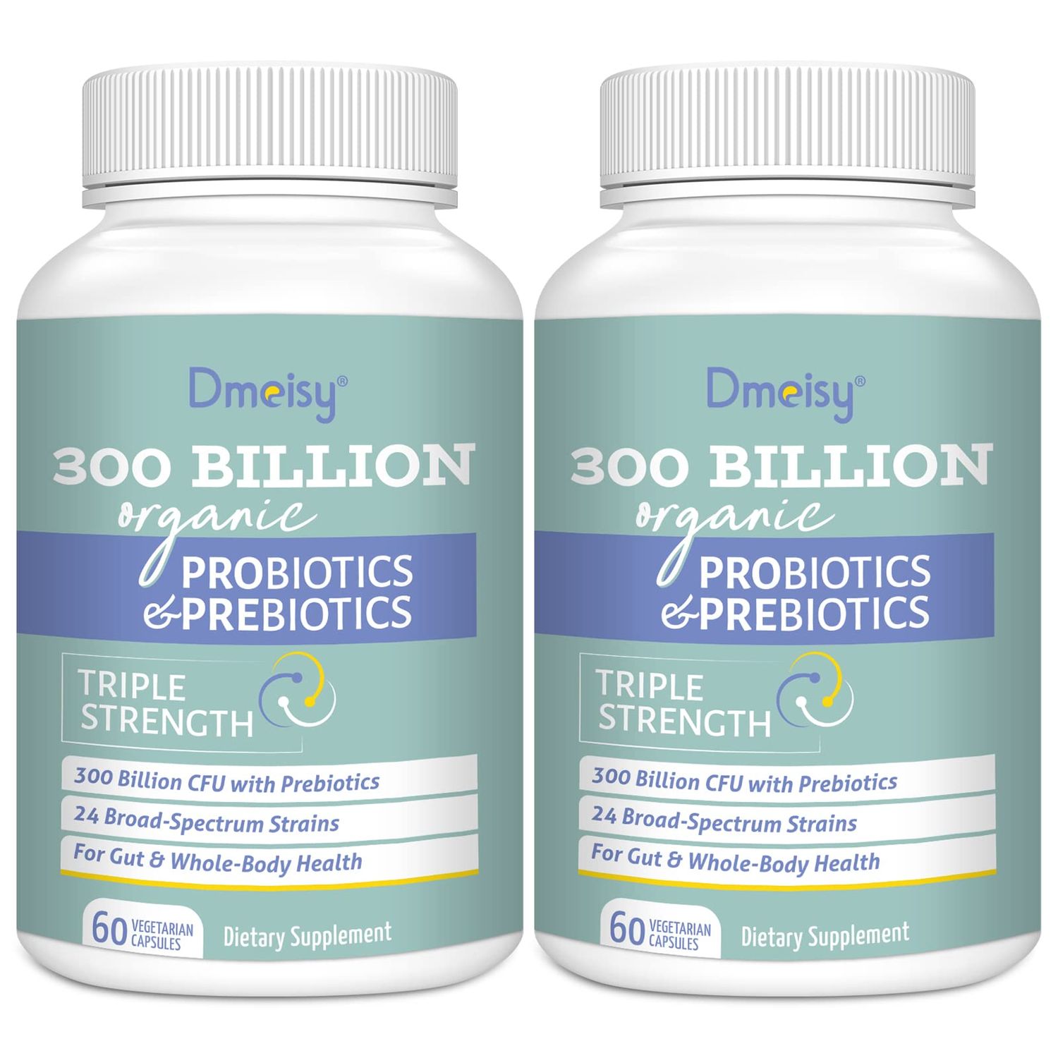 Probiotics for Women and Men, 300 Billion CFU 24 Strains Probiotics 15 Organic Herbs Prebiotics Blend, Shelf Stable Gut Health Supplement for Digestive Immune Whole-Body Health, 4 Month Supply