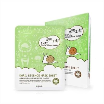 esfolio Snail Essence Mask Box - Hydrating Repairing Sheet Masks, Korean Skincare for Moisturizing, Soothing, and Skin Renewal, Anti-Aging Face Mask for All Skin Types (Pack of 10)