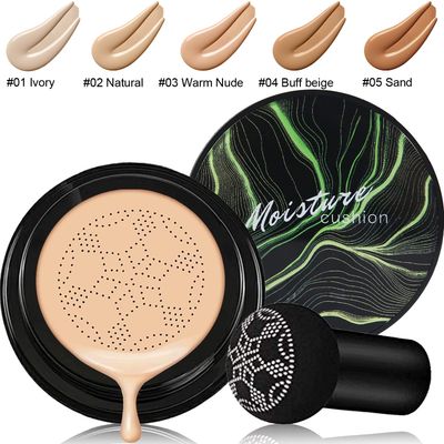 Air Cushion CC Cream Natural Foundation,PHOERA CC Cream Color Correcting Anti Aging Hydrating Serum SPF 25,PHOERA Primer, Kabuki Brush Foundation Makeup Sponge(04Buff Beige CC140 Buff Beige)