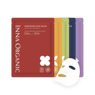 INNA ORGANIC Sheet Mask Set, Anti-Aging Hydrating, EWG COSMOS Certified (Pack of 5) First Pick Discovery Set Luxury Clean Beauty