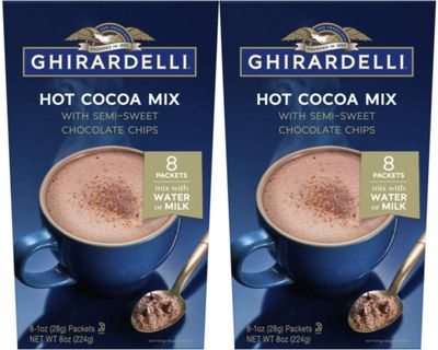 Ghirardelli Hot Cocoa with Semi-Sweet Chocolate Chips - 2 boxes with 8 packets each