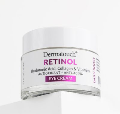DERMATOUCH Retinol Eye Cream, 1.75 oz - Hyaluronic Acid, Peptides Vitamins - Made in America