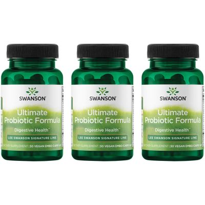 Swanson Ultimate Probiotic Formula Digestive Health Immune System Support 66 Billion CFU Prebiotic NutraFlora scFOS 30 DRcaps Veggie Capsules (Caps) (3 Pack)