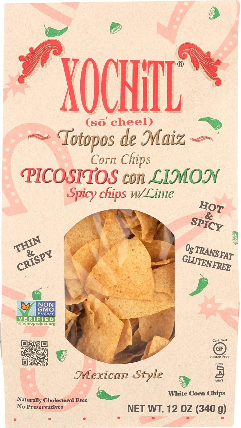 Xochitl Picositos Con Limon Mexican Style White Corn Chips, No Preservatives, 0g Trans Fat, Kosher, Cholesterol Free, Gluten Free Non-GMO, 12 Ounce (Pack of 10)