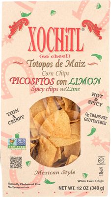 Xochitl Picositos Con Limon Mexican Style White Corn Chips, No Preservatives, 0g Trans Fat, Kosher, Cholesterol Free, Gluten Free Non-GMO, 12 Ounce (Pack of 10)