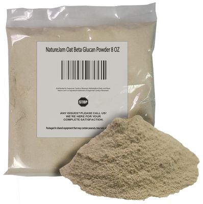30 SERVINGS-NatureJam Oat Beta Glucan Powder 8 OZ-100 Natural Cholesterol Fighter Glucan From Oat Bran 226 Grams Bulk