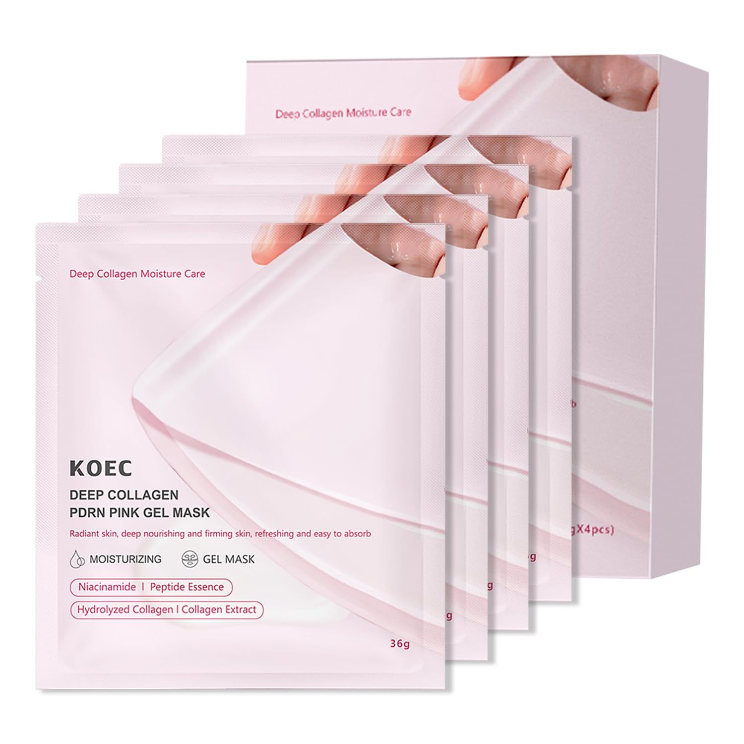 IFVGFB Deep Collagen Face Mask, Glass Glow Skin Overnight Mask, Deep Collagen Anti-Wrinkle Lifting Mask with Niacinamide and Peptide Extracts, Moisturise, Shrink Pores, Improve Elasticity-4pcs