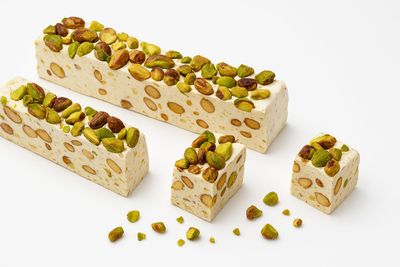Andy Anand Roasted Pistachios Soft Candy Brittle - Nougat Turron Made With Wildflower Honey - Luxuriously Creamy Feel Almond Nougat - Gluten Free Chocolate - Made in Europe 7 Oz - 2 Pack