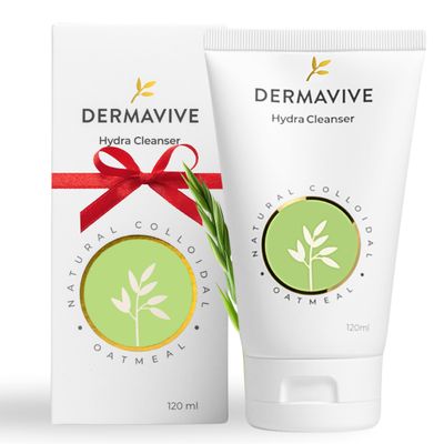 Dermavive Hydrating Facial Cleanser, Soap-Free Gentle Cleanser with Colloidal Oatmeal Vitamin E, Soothes Moisturizes Sensitive Dry Skin, Suitable for All Skin Types, 120ml (4.05oz)