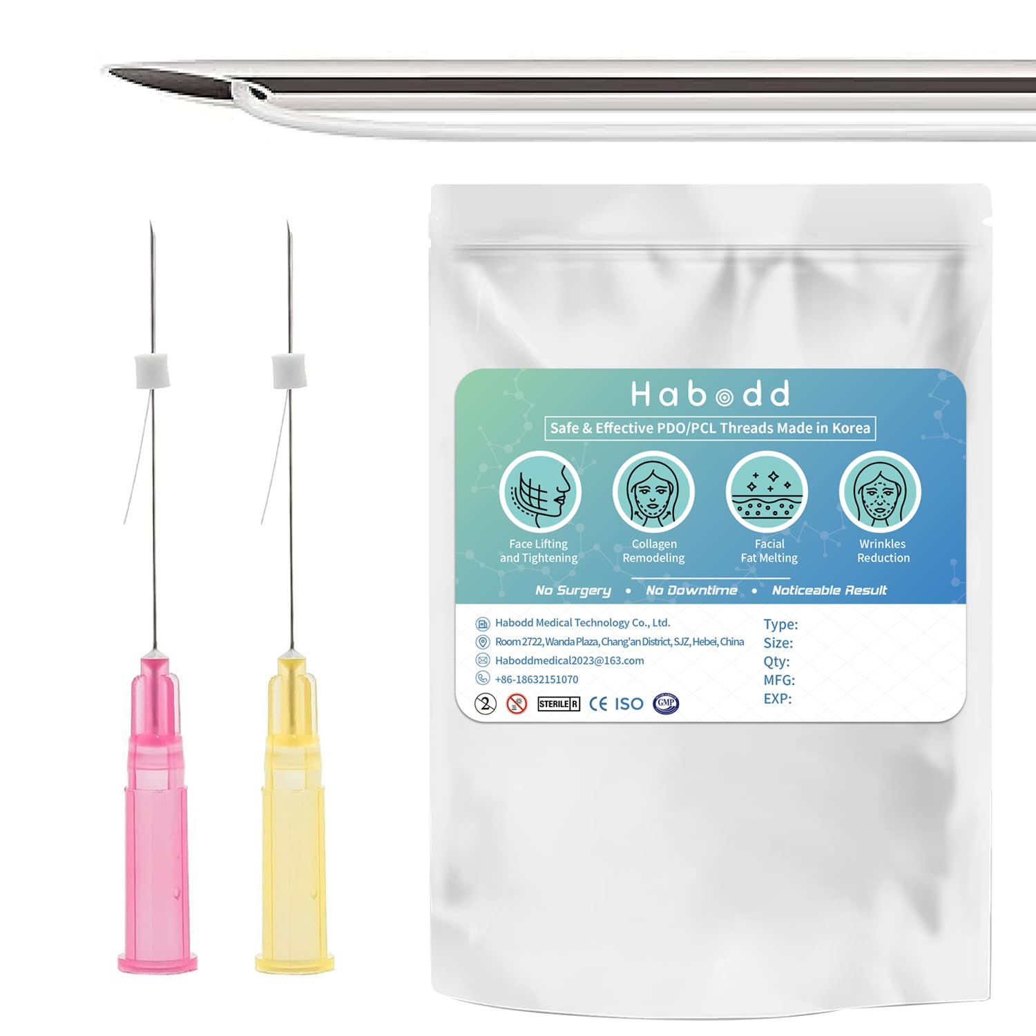 Habodd PCL Threads for Face Lift 29G38mm PCL Mono Threads with Sharp Tips Smooth Threads Lifting Long-Lasting Skin Rejuvenation Anti-Aging 20Pcs