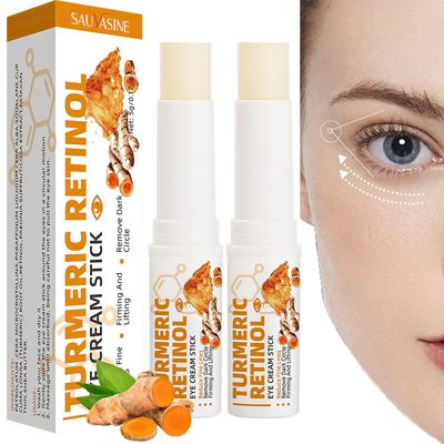 Turmeric Eye Balm Stick,Turmeric Retinol Stick,for Under Eye Bags,Hydrating Reduces Fine Lines (2pcs0.17 oz)